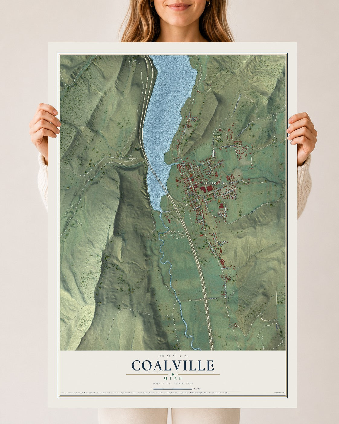 Map of Coalville, Utah, 24 x 36 inch unframed archival matte print