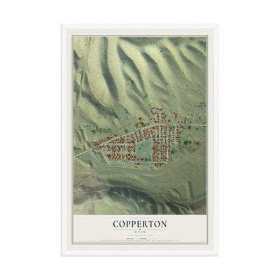 Map of Copperton, Utah, 12 x 18 inch print in a white wood frame