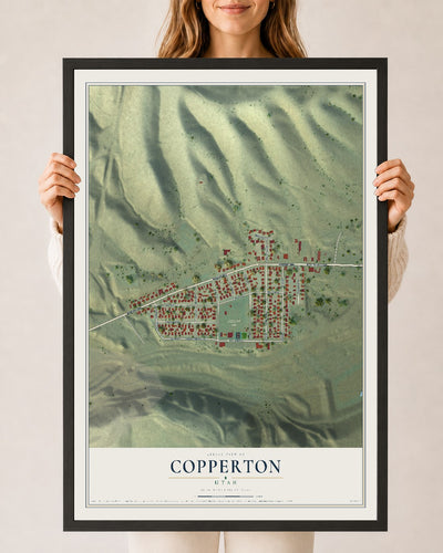 Map of Copperton, Utah, 24 x 36 inch print in a black wood frame