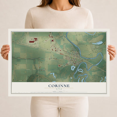 Map of Corinne, Utah, 12 x 18 inch unframed archival matte print