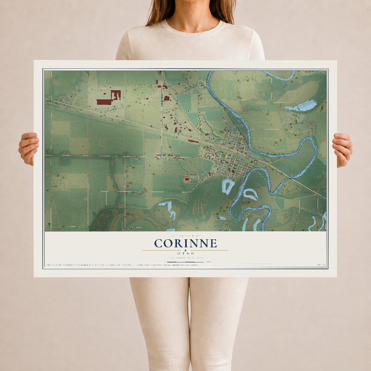 Map of Corinne, Utah, 24 x 36 inch unframed archival matte print