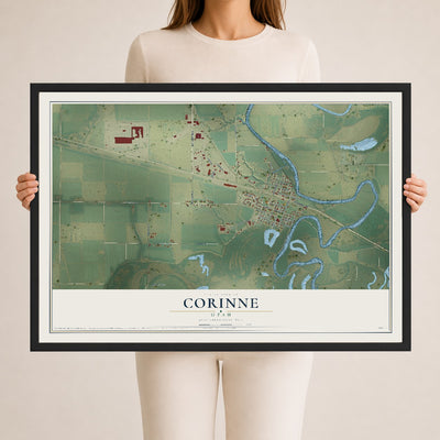 Map of Corinne, Utah, 24 x 36 inch print in a black wood frame