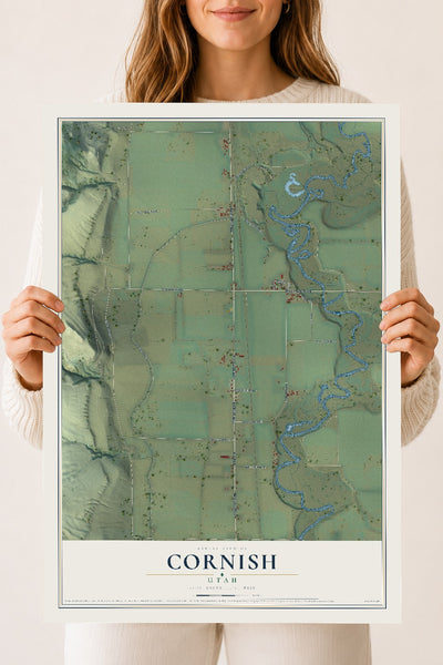 Map of Cornish, Utah, 18 x 24 inch unframed archival matte print