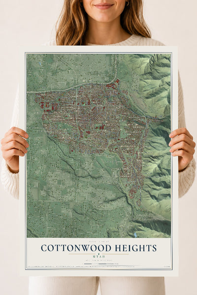 Map of Cottonwood Heights, Utah, 18 x 24 inch unframed archival matte print