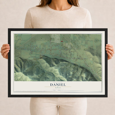 Map of Daniel, Utah, 12 x 18 inch print in a black wood frame