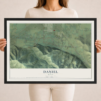 Map of Daniel, Utah, 18 x 24 inch print in a black wood frame