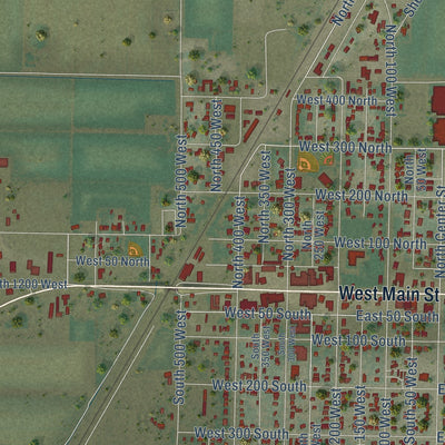 Close-up of the map of Delta, Utah print showing street and building detail