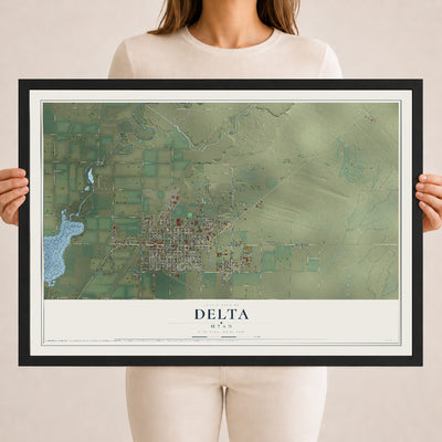 Map of Delta, Utah, 18 x 24 inch print in a black wood frame
