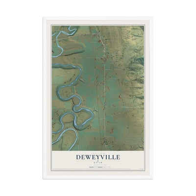 Map of Deweyville, Utah, 12 x 18 inch print in a white wood frame