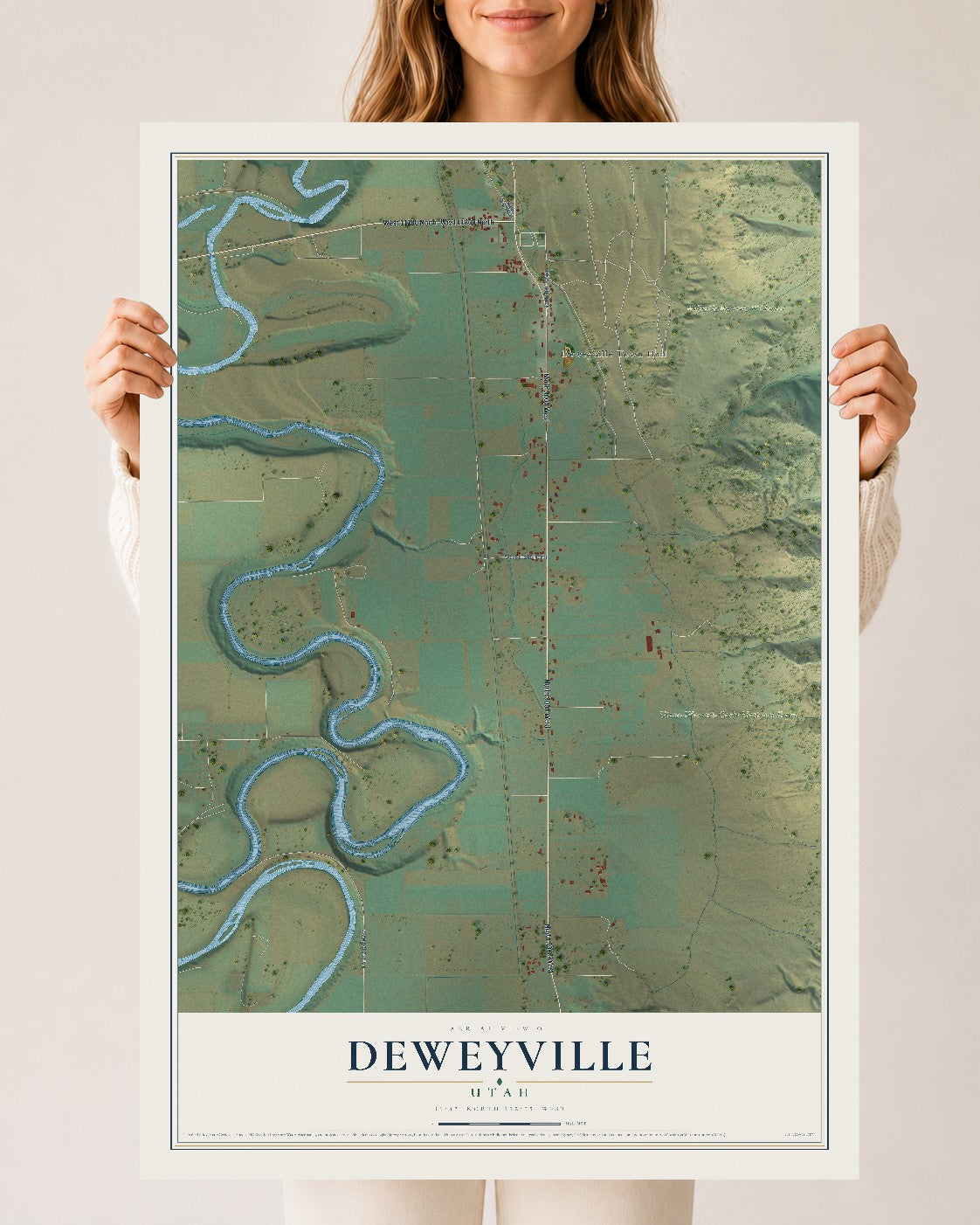 Map of Deweyville, Utah, 24 x 36 inch unframed archival matte print