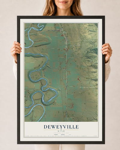 Map of Deweyville, Utah, 24 x 36 inch print in a black wood frame