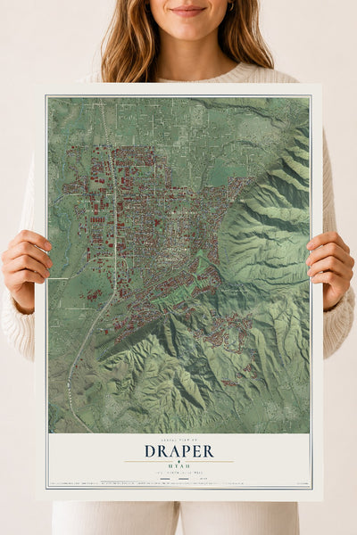 Map of Draper, Utah, 18 x 24 inch unframed archival matte print