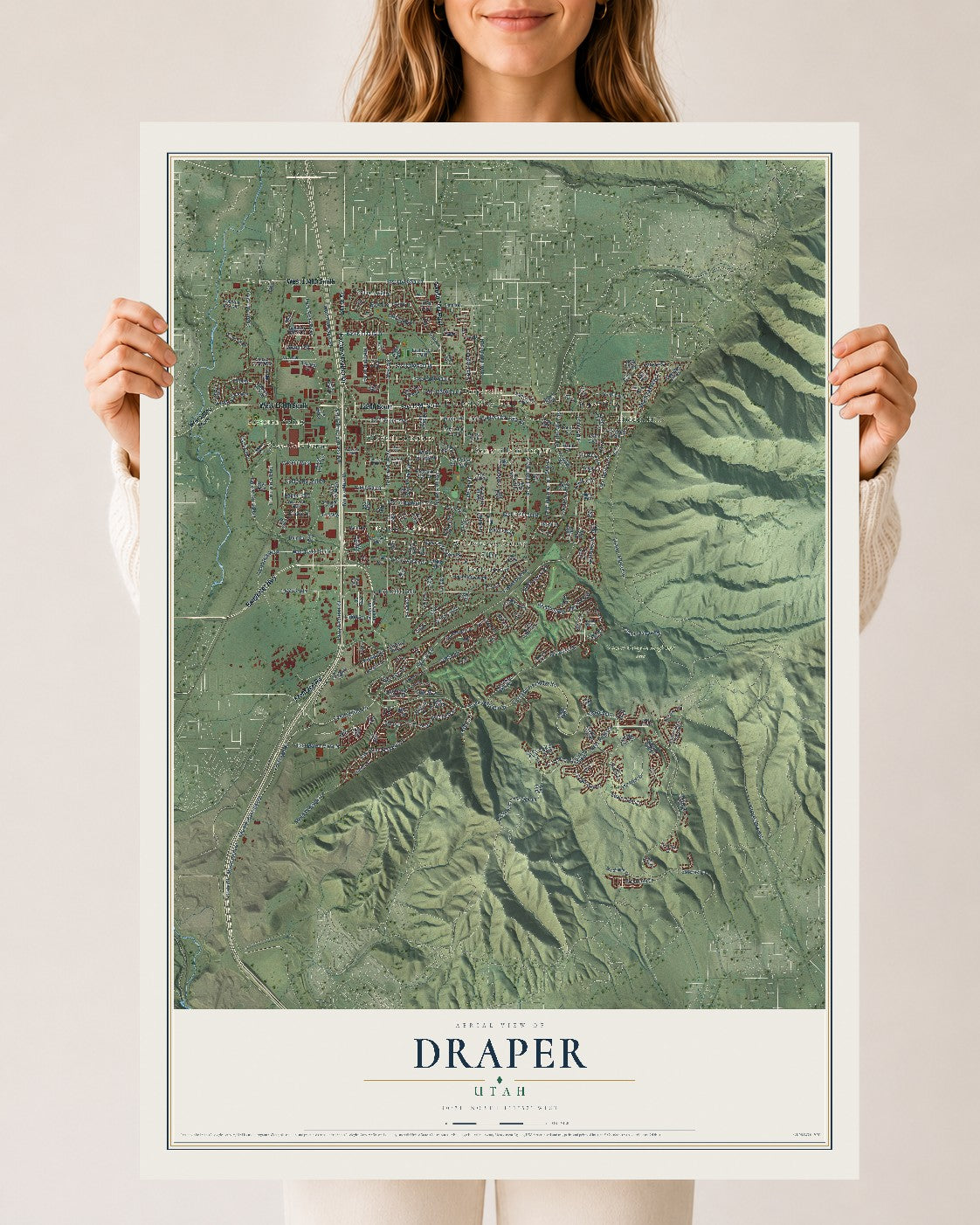 Map of Draper, Utah, 24 x 36 inch unframed archival matte print
