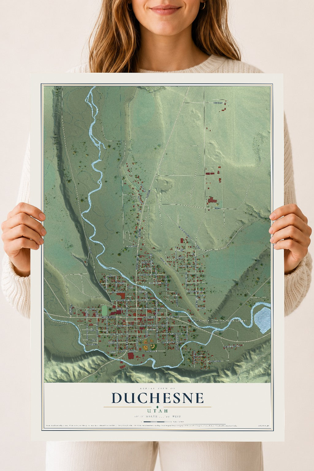 Map of Duchesne, Utah, 18 x 24 inch unframed archival matte print