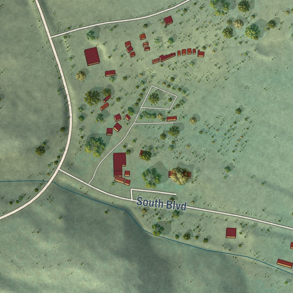 Second close-up of the map of Dutch John, Utah print showing more streets and buildings