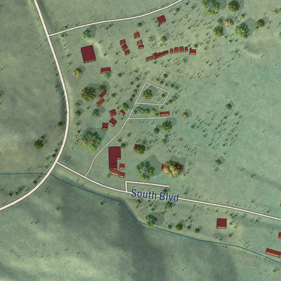 Second close-up of the map of Dutch John, Utah print showing more streets and buildings