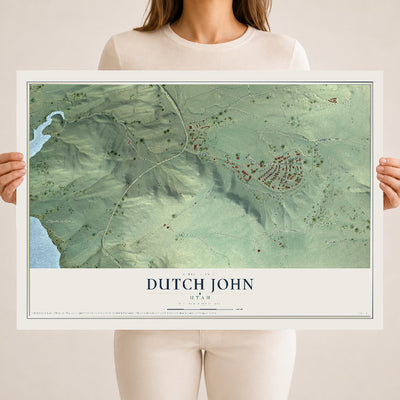 Map of Dutch John, Utah, 18 x 24 inch unframed archival matte print