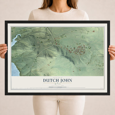 Map of Dutch John, Utah, 18 x 24 inch print in a black wood frame