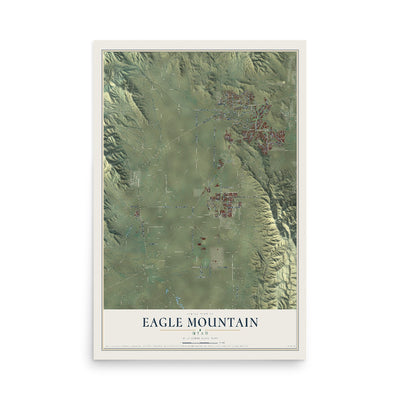 Map of Eagle Mountain, Utah, 12 x 18 inch unframed archival matte print