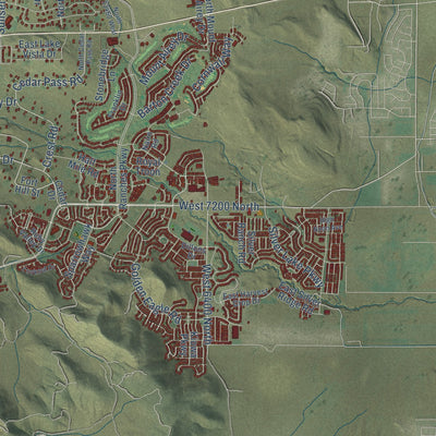 Second close-up of the map of Eagle Mountain, Utah print showing more streets and buildings