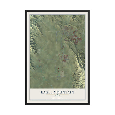 Map of Eagle Mountain, Utah, 12 x 18 inch print in a black wood frame