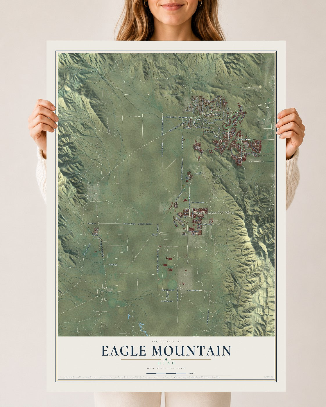 Map of Eagle Mountain, Utah, 24 x 36 inch unframed archival matte print