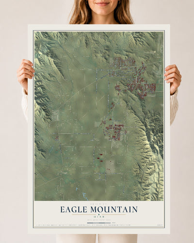Map of Eagle Mountain, Utah, 24 x 36 inch unframed archival matte print