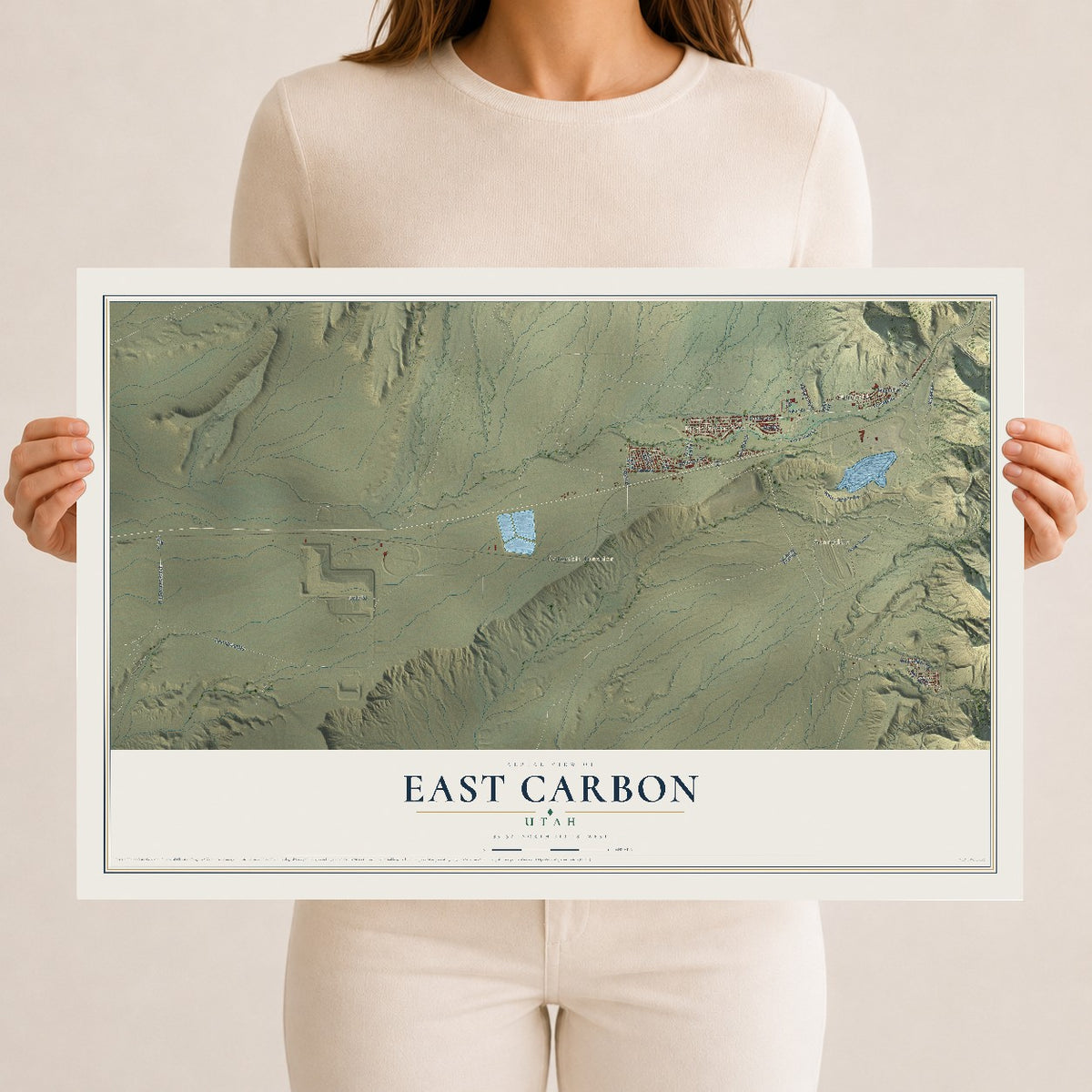 Map of East Carbon, Utah, 12 x 18 inch unframed archival matte print