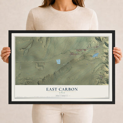 Map of East Carbon, Utah, 12 x 18 inch print in a black wood frame