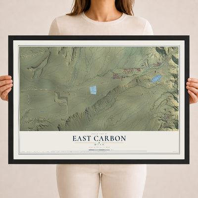 Map of East Carbon, Utah, 18 x 24 inch print in a black wood frame