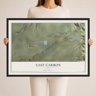 Map of East Carbon, Utah, 24 x 36 inch print in a black wood frame