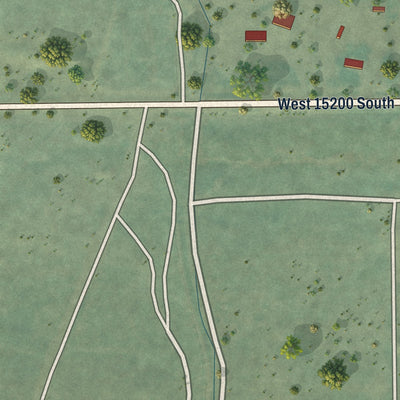 Close-up of the map of Elberta, Utah print showing street and building detail