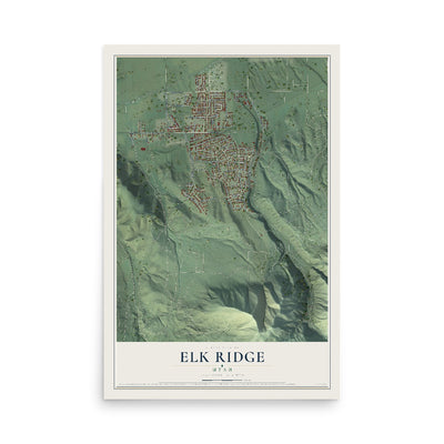 Map of Elk Ridge, Utah, 12 x 18 inch unframed archival matte print