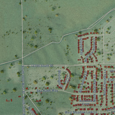 Second close-up of the map of Elk Ridge, Utah print showing more streets and buildings