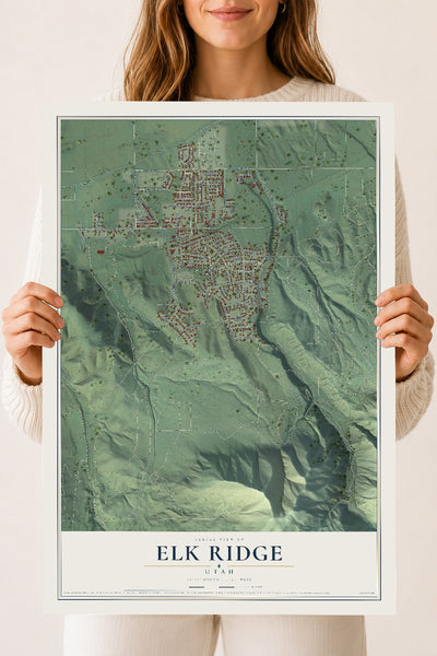 Map of Elk Ridge, Utah, 18 x 24 inch unframed archival matte print