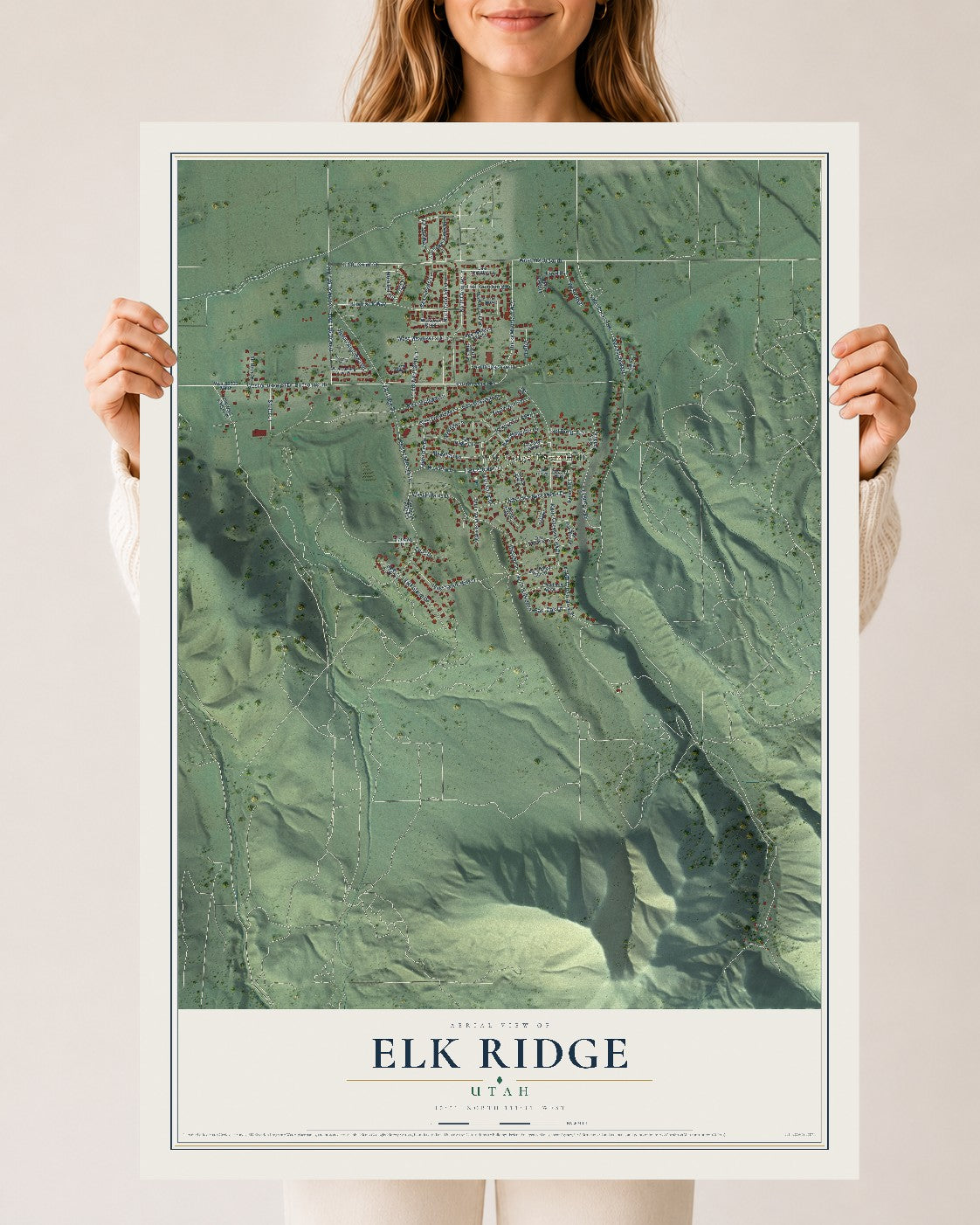 Map of Elk Ridge, Utah, 24 x 36 inch unframed archival matte print
