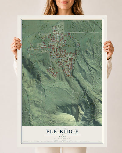 Map of Elk Ridge, Utah, 24 x 36 inch unframed archival matte print