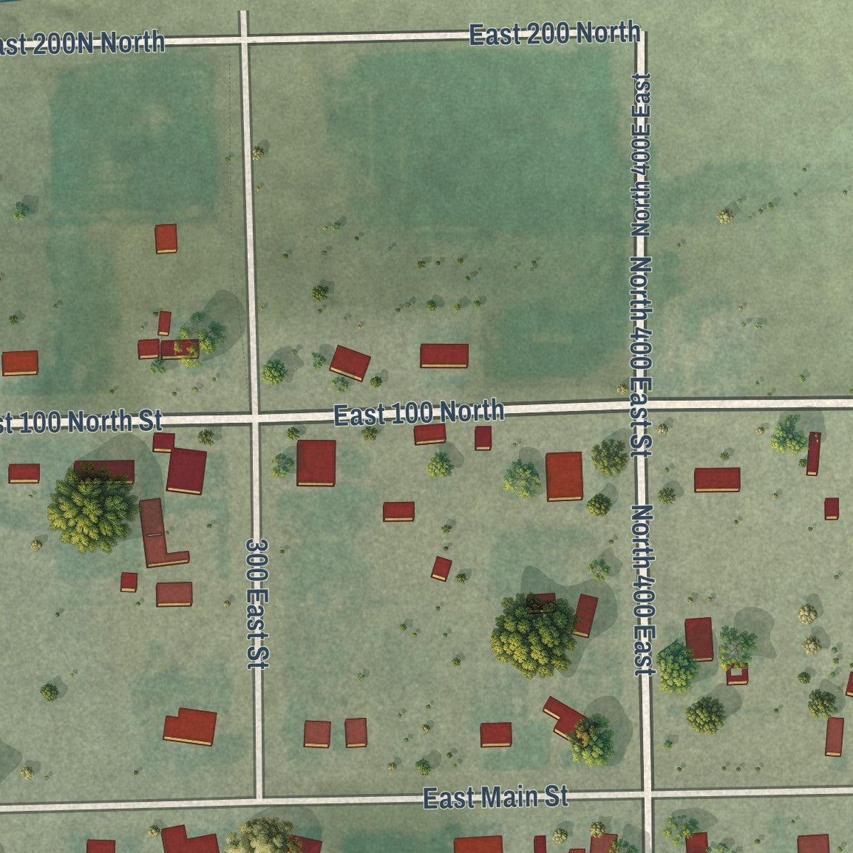 Second close-up of the map of Elmo, Utah print showing more streets and buildings