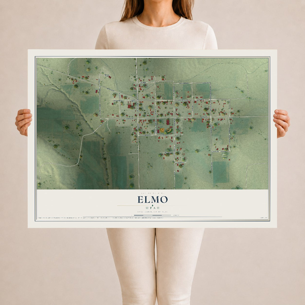 Map of Elmo, Utah, 24 x 36 inch unframed archival matte print