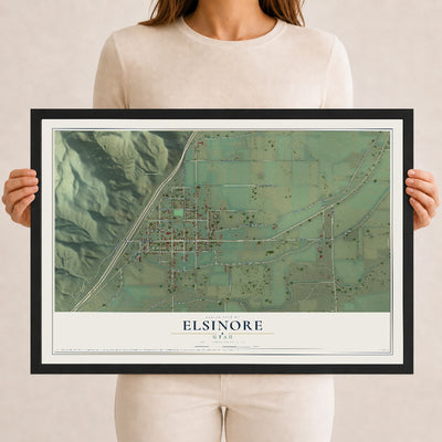 Map of Elsinore, Utah, 12 x 18 inch print in a black wood frame