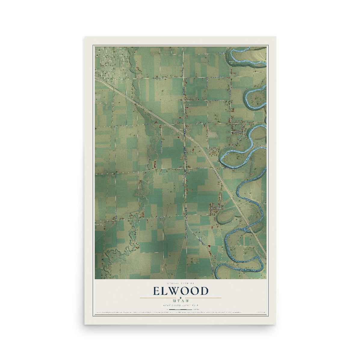 Map of Elwood, Utah, 12 x 18 inch unframed archival matte print