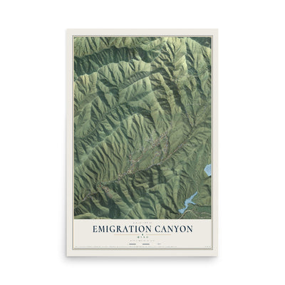 Map of Emigration Canyon, Utah, 12 x 18 inch unframed archival matte print