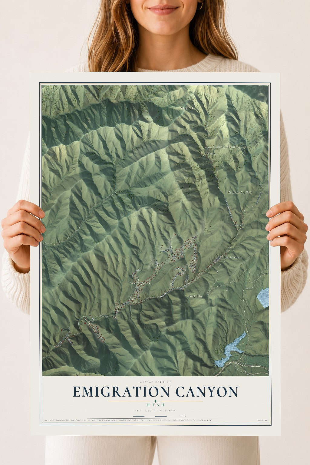 Map of Emigration Canyon, Utah, 18 x 24 inch unframed archival matte print