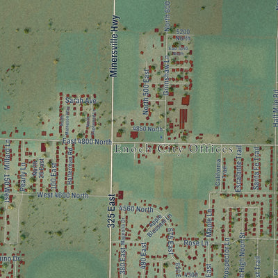 Second close-up of the map of Enoch, Utah print showing more streets and buildings
