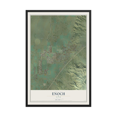 Map of Enoch, Utah, 12 x 18 inch print in a black wood frame