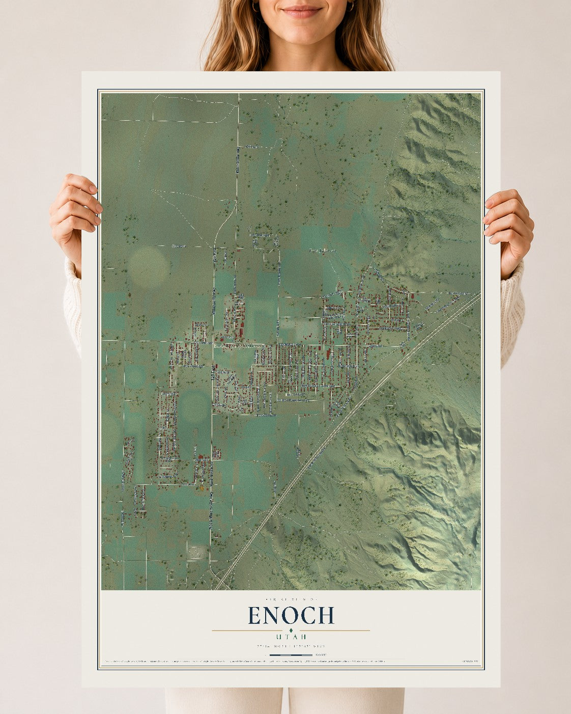 Map of Enoch, Utah, 24 x 36 inch unframed archival matte print