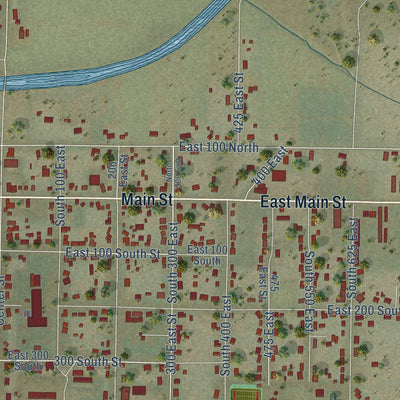 Close-up of the map of Enterprise, Utah print showing street and building detail