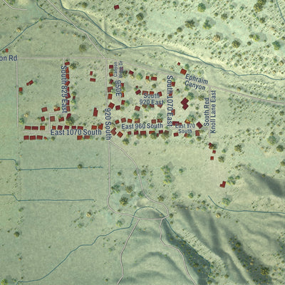 Second close-up of the map of Ephraim, Utah print showing more streets and buildings