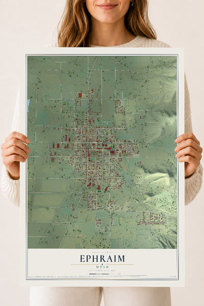 Map of Ephraim, Utah, 18 x 24 inch unframed archival matte print