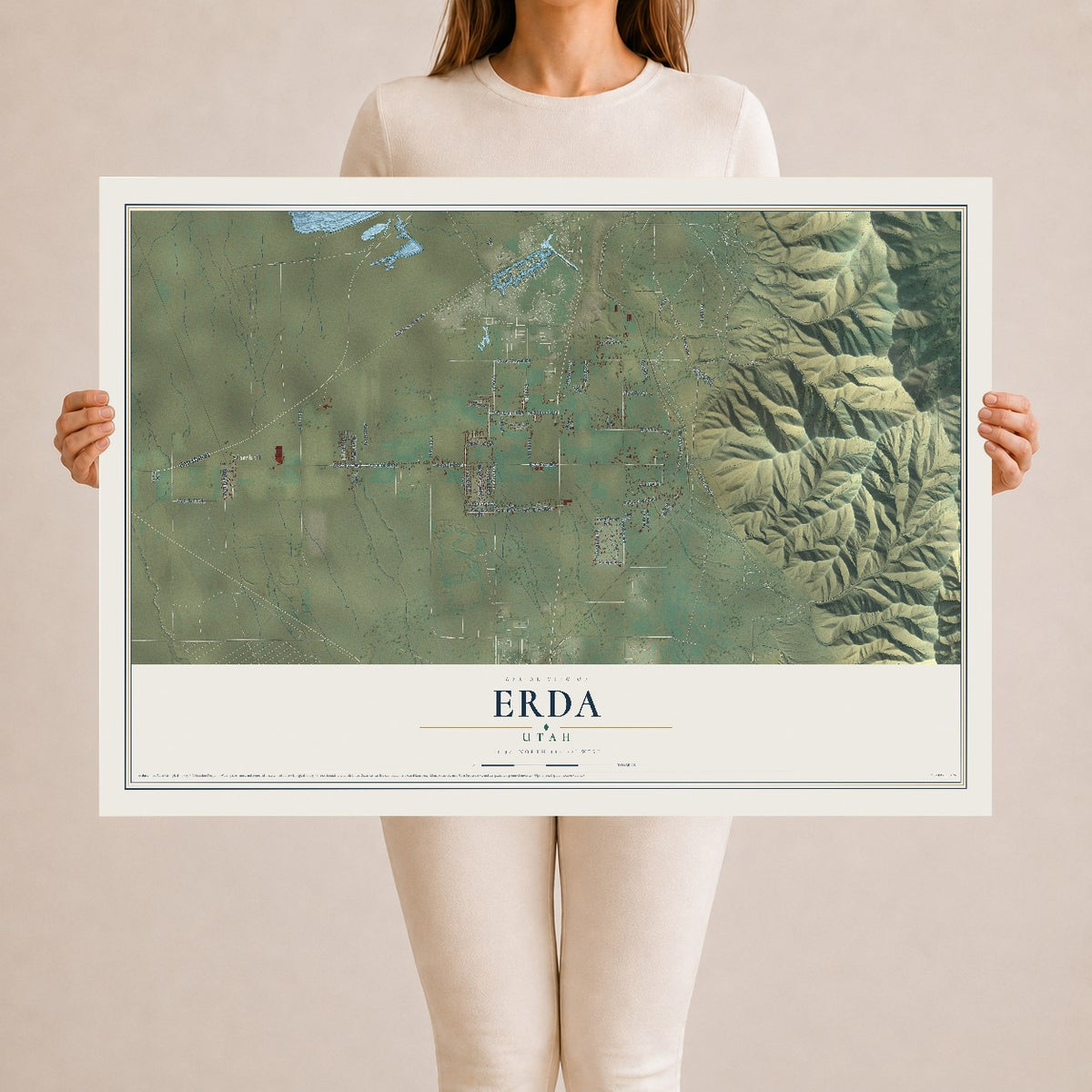 Map of Erda, Utah, 24 x 36 inch unframed archival matte print